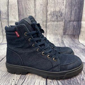 Levi's Richmond Navy Blue Denim Men's size 9.5 Lace up Mid top Shoes Boots